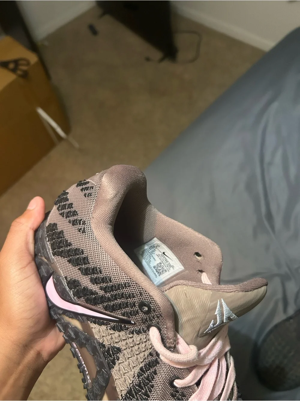 Men’s ja 3 showstopper Grey and Pink Knit Athletic Shoe